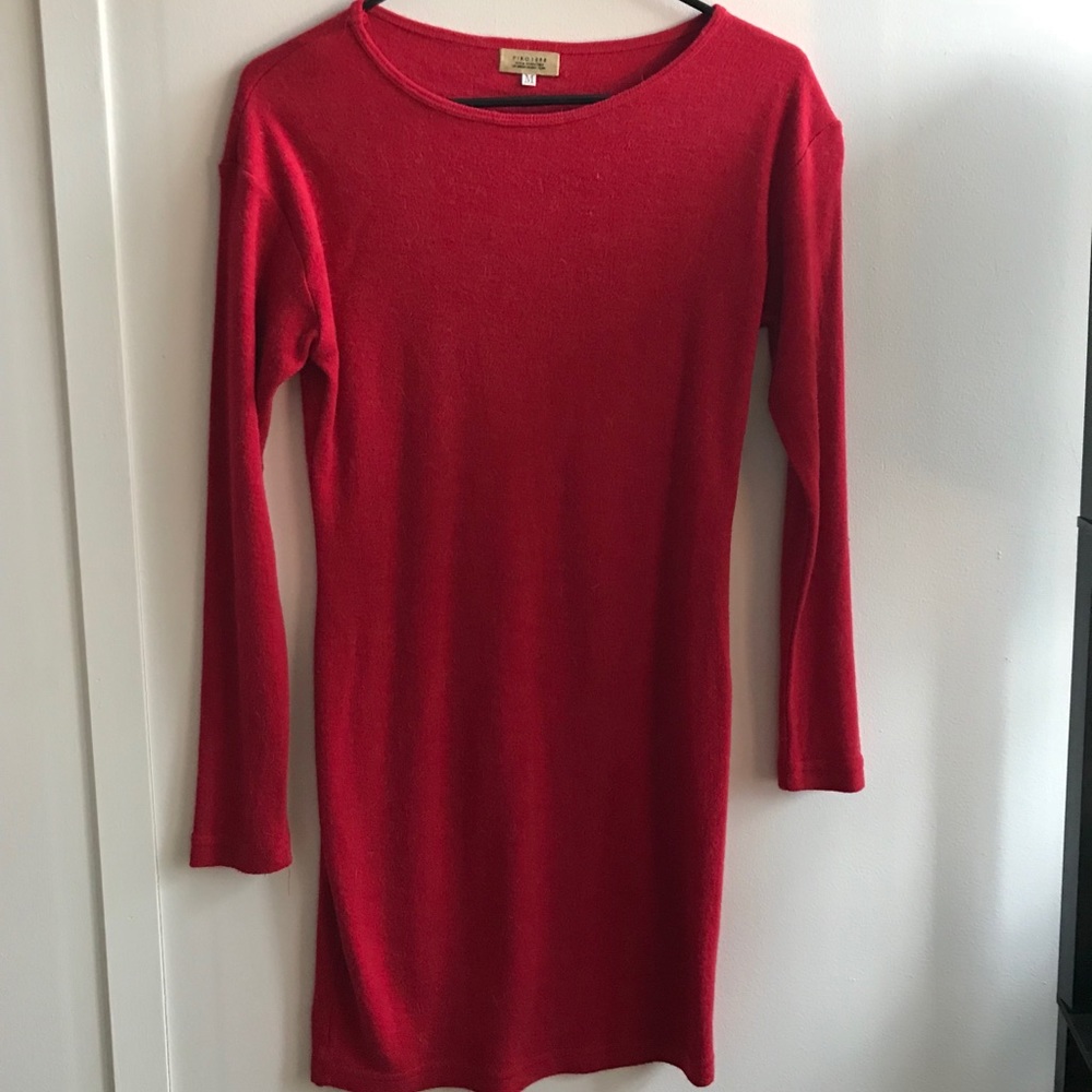Cozy red sweater dress